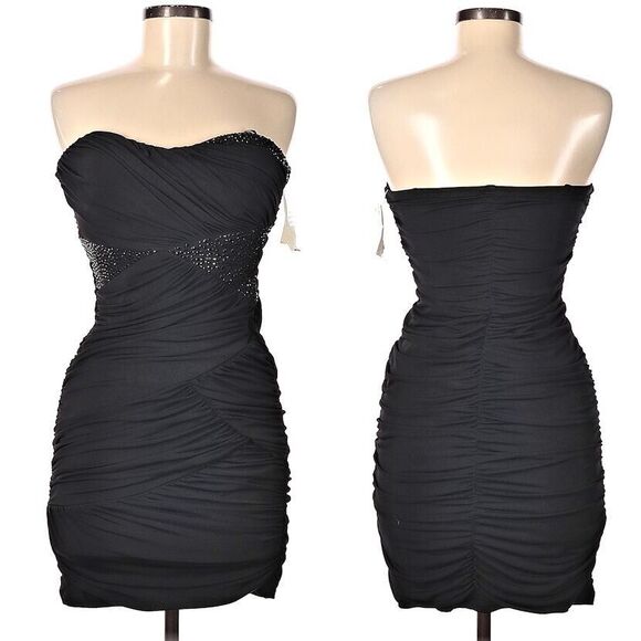 NWT Vintage y2k Deadstock Mini Dress Strapless Formal Beaded Size Medium - Picture 1 of 15